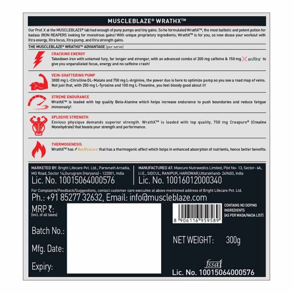 Muscle Blaze Pre Warkout WRATHX
